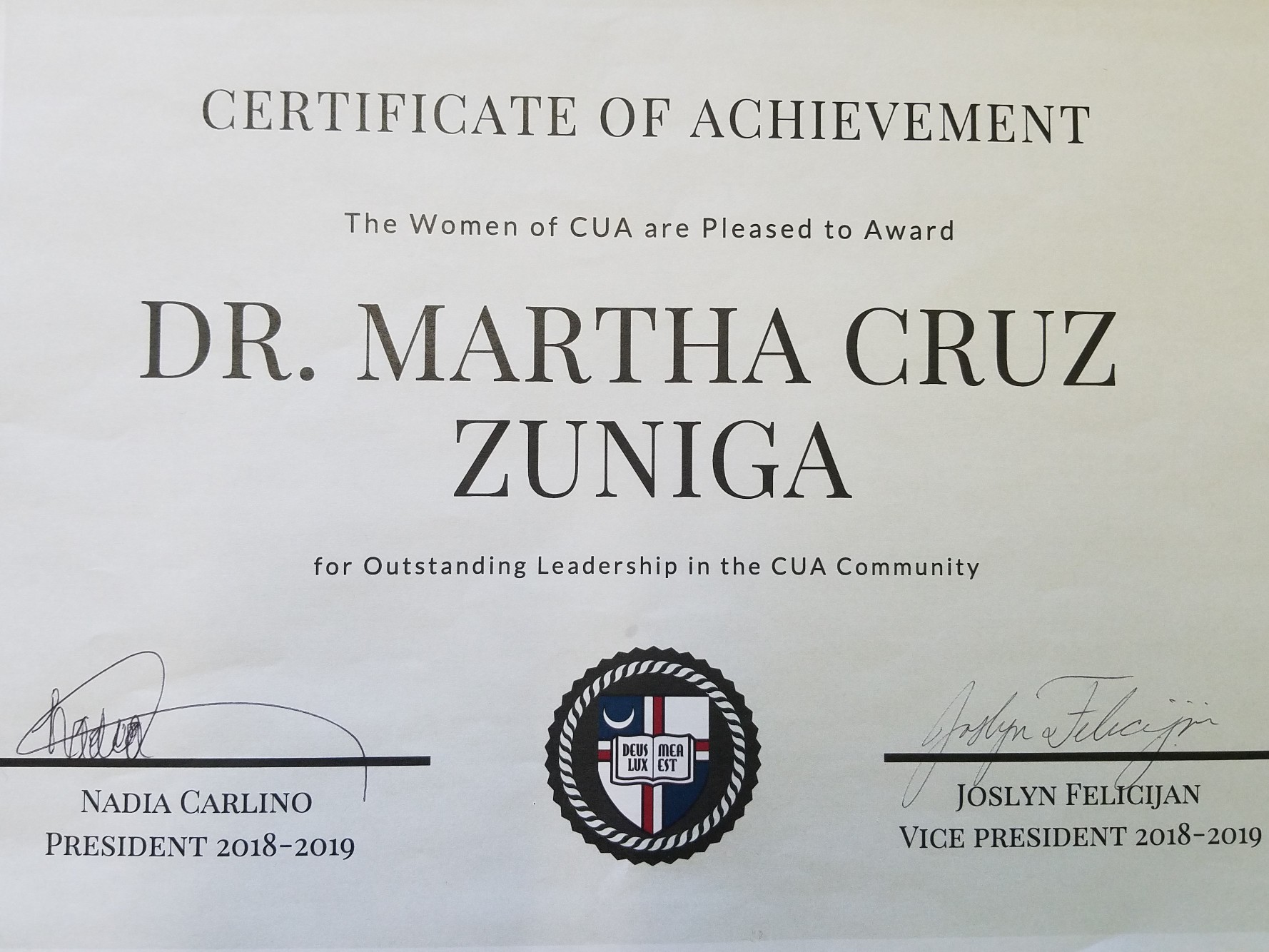 Department of Economics Professors Recognized by The Women of CUA